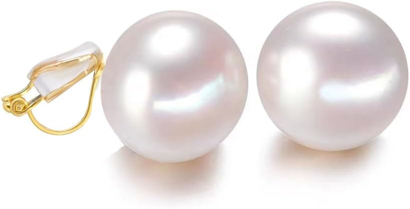 Clip-On Drop Earrings for Women Gold Plated Faux Pearl Classic