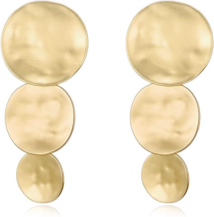 Clip-On Earrings for Women Geometric Two-Tone Gold Silver Retro
