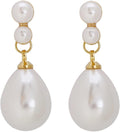 Clip-On Drop Earrings for Women Gold Plated Faux Pearl Classic