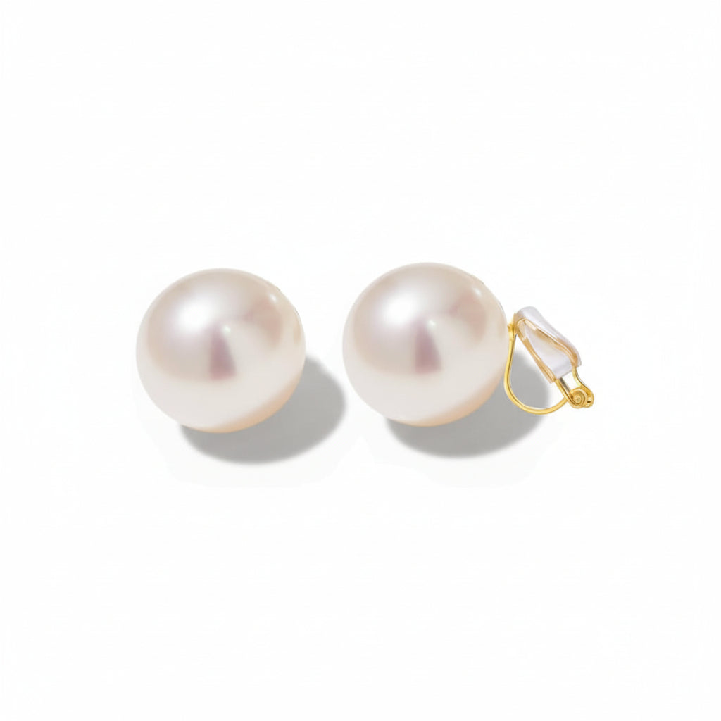 Clip-On Drop Earrings for Women Gold Plated Faux Pearl Classic