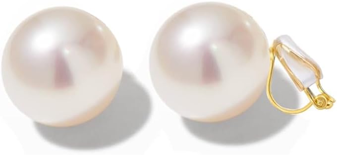 Clip-On Drop Earrings for Women Gold Plated Faux Pearl Classic