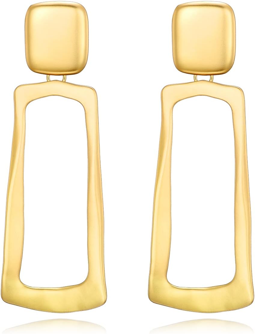 Clip-On Earrings for Women Geometric Two-Tone Gold Silver Retro