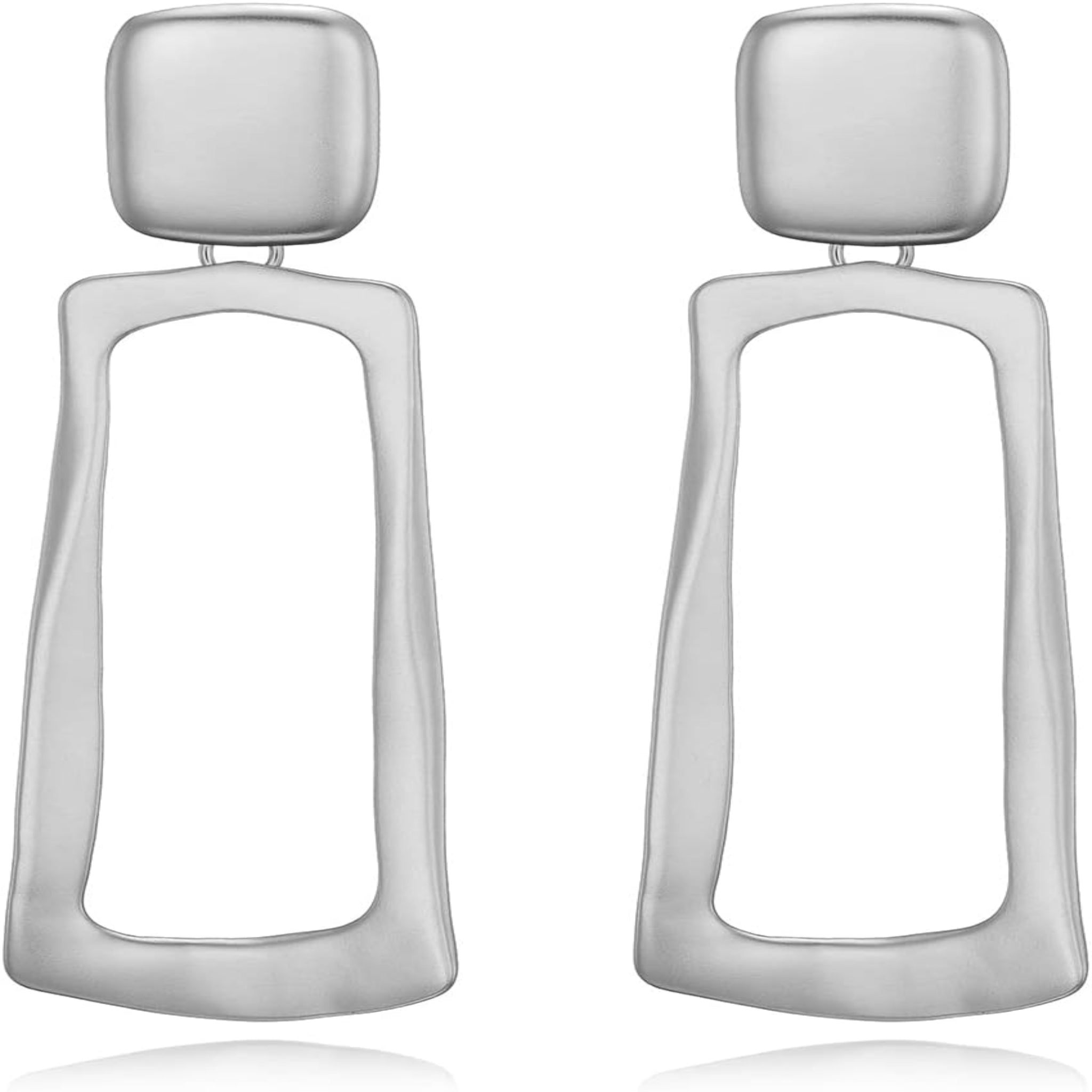 Clip-On Earrings for Women Geometric Two-Tone Gold Silver Retro