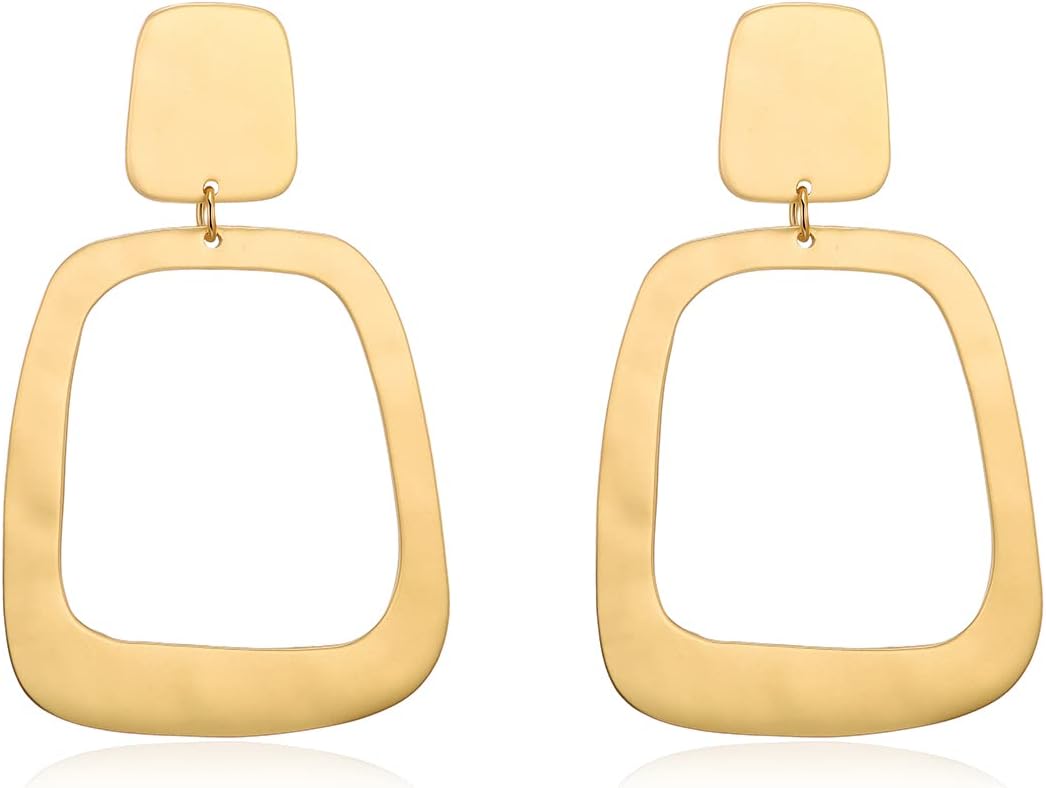 Clip-On Earrings for Women Geometric Two-Tone Gold Silver Retro