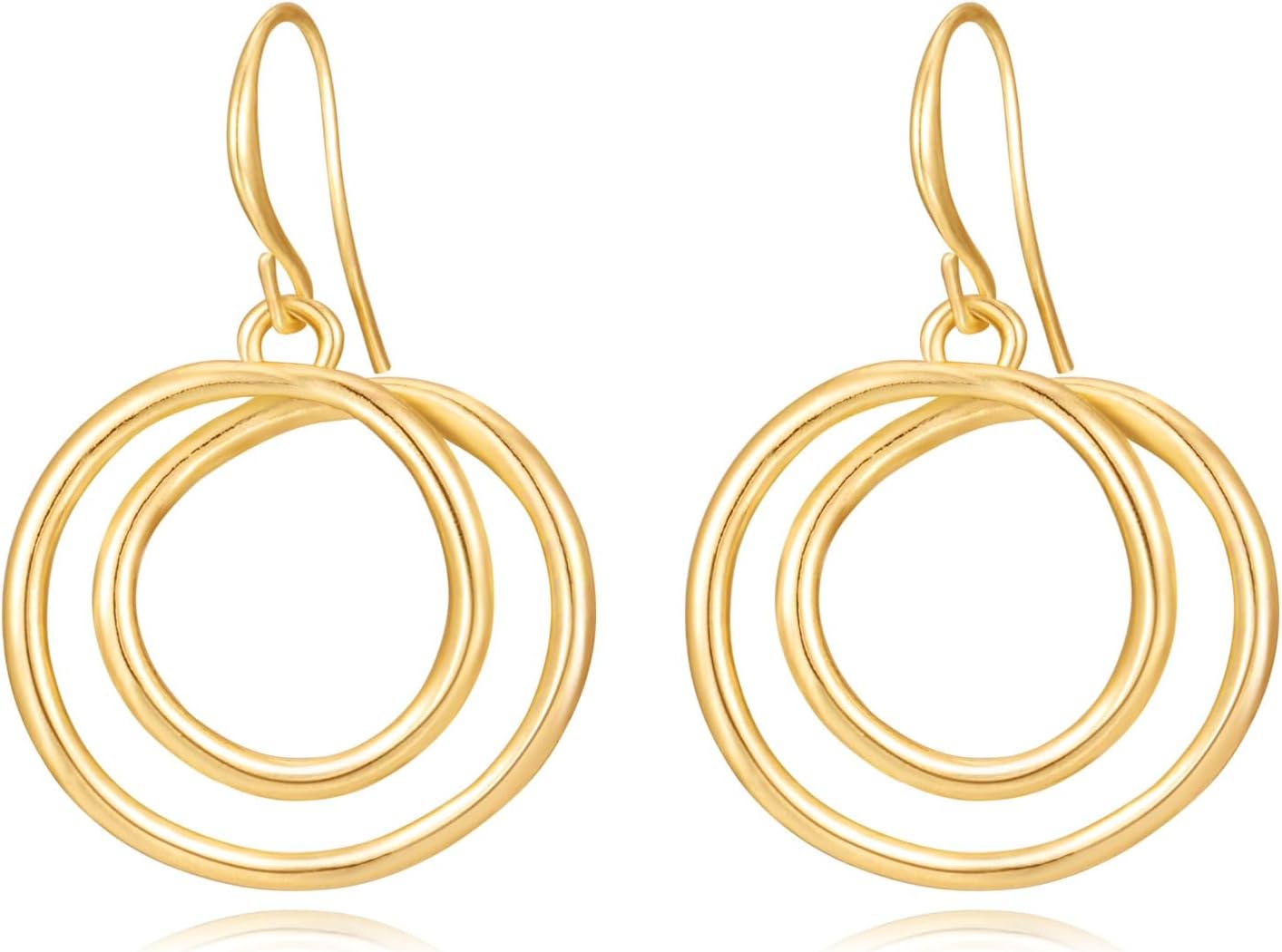 Geometric Drop Earrings for Women 14K Gold Plated Minimalist