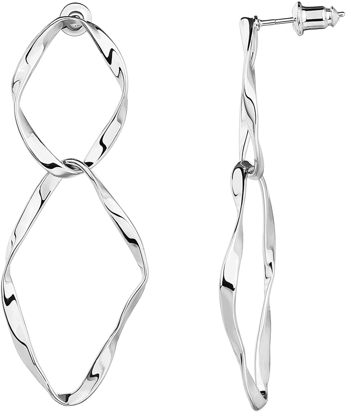 Infinity Hoop Earrings for Women 14K Gold Plated Lightweight Dangle