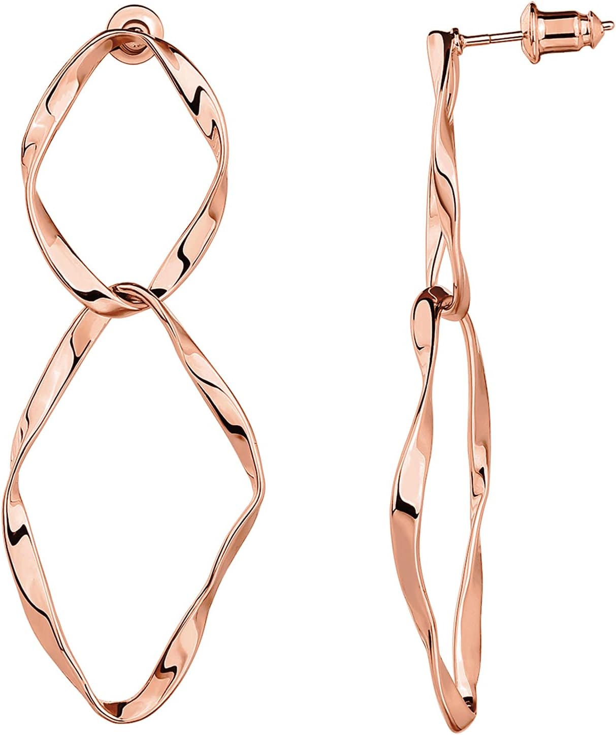 Infinity Hoop Earrings for Women 14K Gold Plated Lightweight Dangle