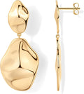 Teardrop Drop Earrings for Women 14K Gold Plated Hammered Lightweight