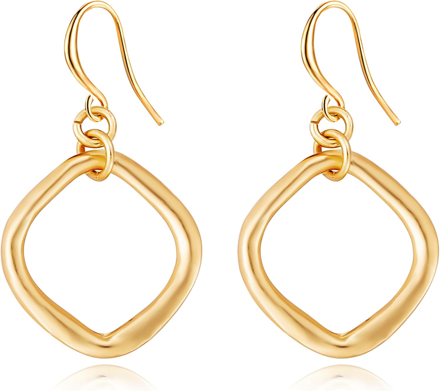 Geometric Drop Earrings for Women 14K Gold Plated Minimalist