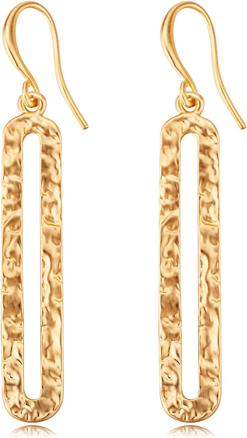 Geometric Drop Earrings for Women 14K Gold Plated Minimalist