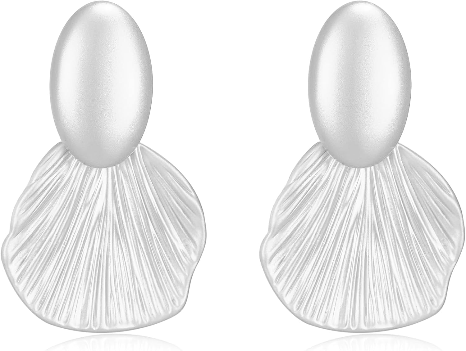Dangle Earrings for Women Gold Plated Two-Tone Fan Shaped Statement