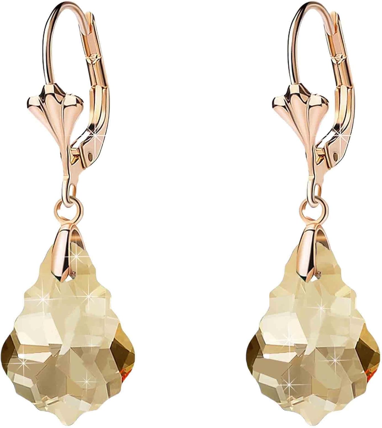 Drop Earrings for Women Gold Plated Crystal Baroque Style