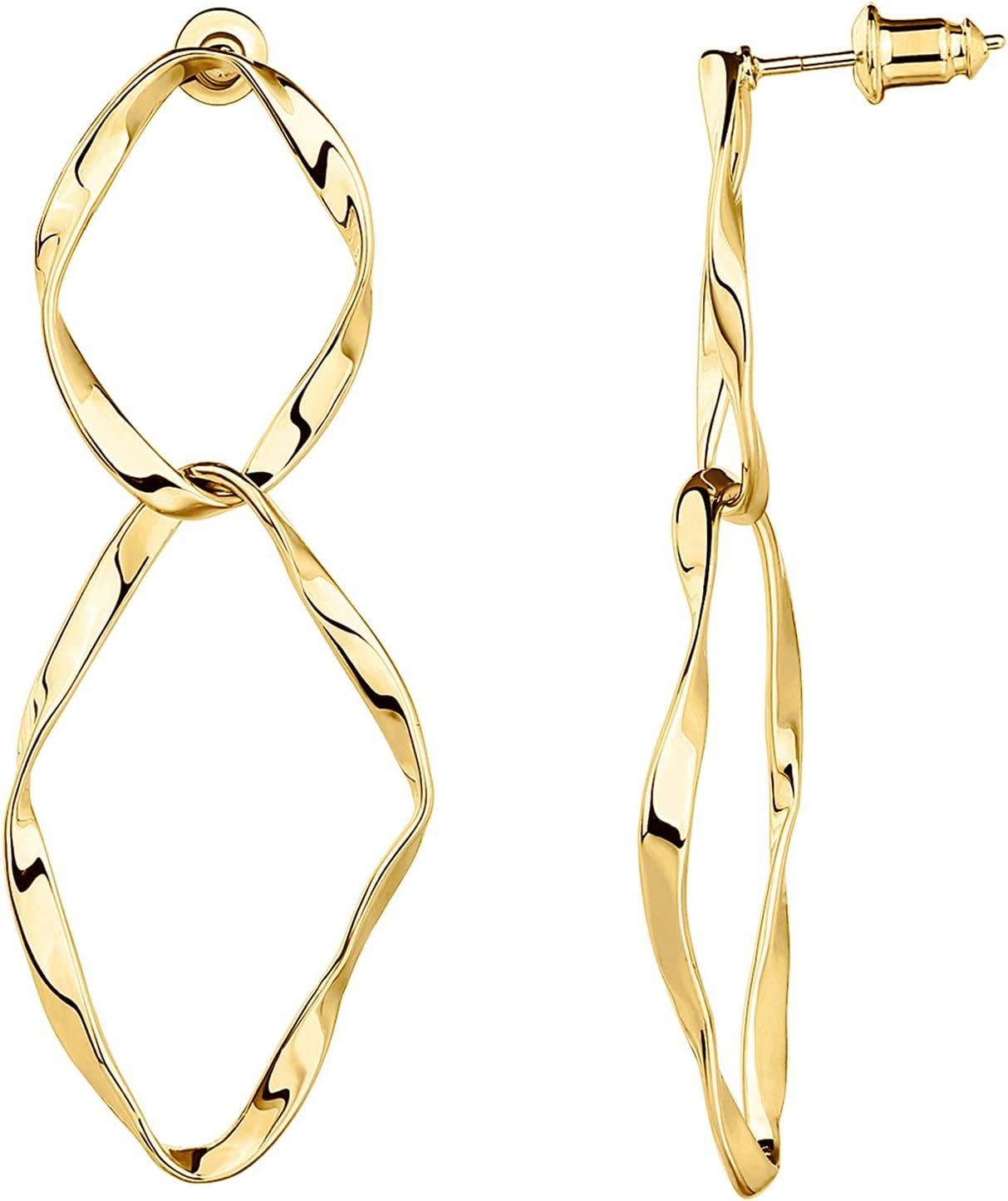 Infinity Hoop Earrings for Women 14K Gold Plated Lightweight Dangle