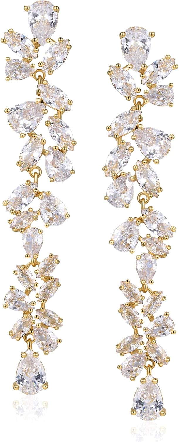 Drop Earrings for Women Silver Plated Cubic Zirconia Elegant