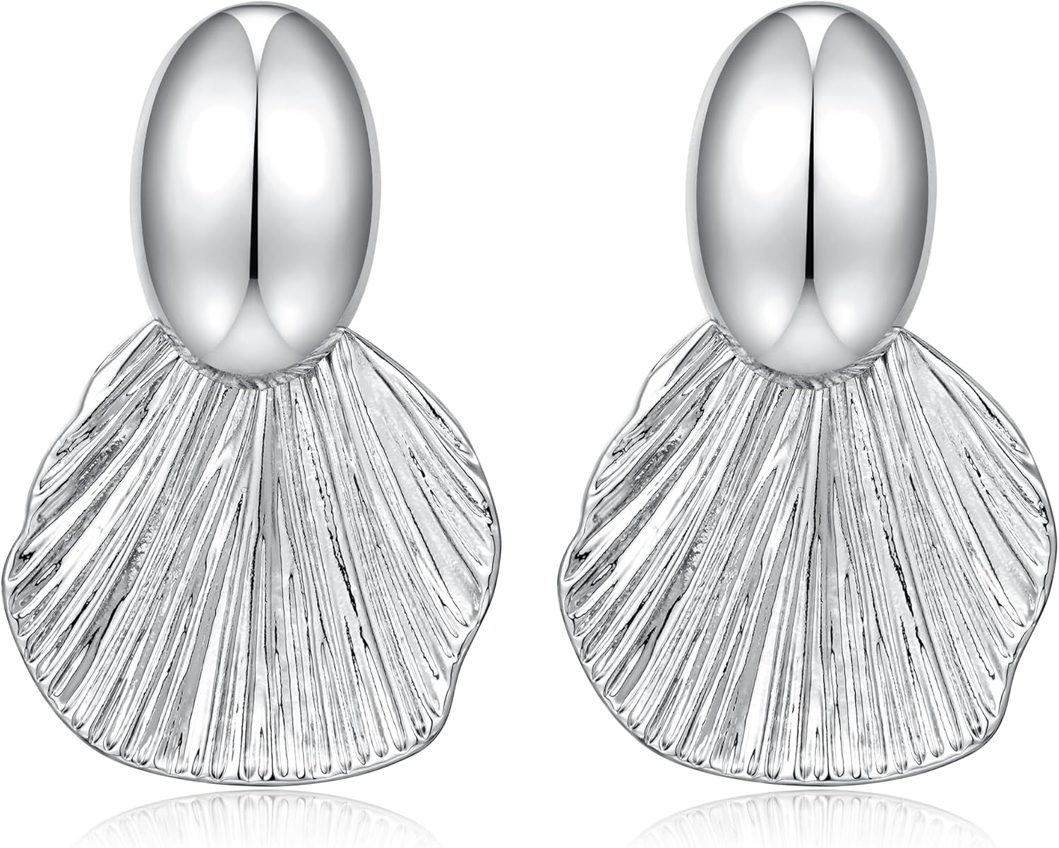 Dangle Earrings for Women Gold Plated Two-Tone Fan Shaped Statement