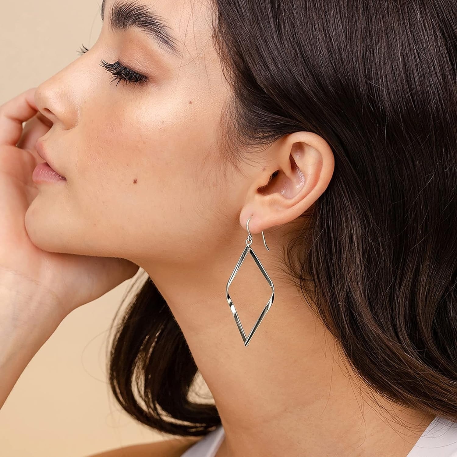 Infinity Hoop Earrings for Women 14K Gold Plated Lightweight Dangle